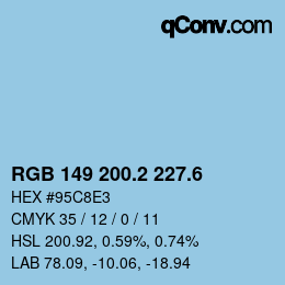 カラーコード: RGB 149 200.2 227.6 | qconv.com