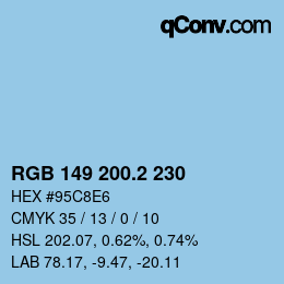 カラーコード: RGB 149 200.2 230 | qconv.com