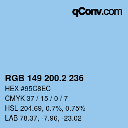 カラーコード: RGB 149 200.2 236 | qconv.com