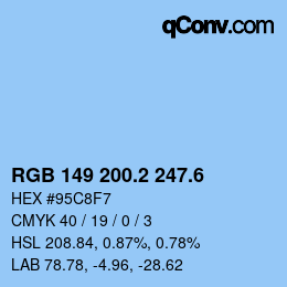 カラーコード: RGB 149 200.2 247.6 | qconv.com