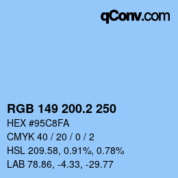 カラーコード: RGB 149 200.2 250 | qconv.com