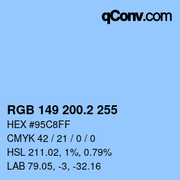 カラーコード: RGB 149 200.2 255 | qconv.com