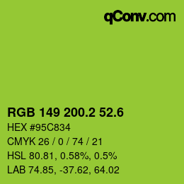 カラーコード: RGB 149 200.2 52.6 | qconv.com