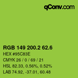 カラーコード: RGB 149 200.2 62.6 | qconv.com
