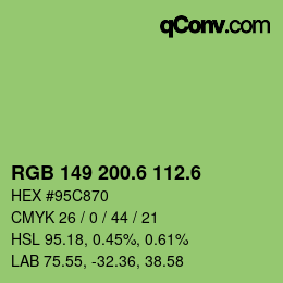 カラーコード: RGB 149 200.6 112.6 | qconv.com