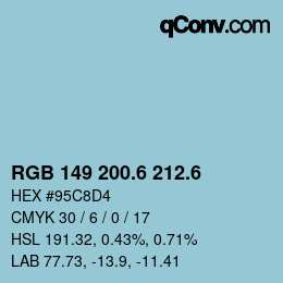 カラーコード: RGB 149 200.6 212.6 | qconv.com
