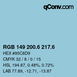 カラーコード: RGB 149 200.6 217.6 | qconv.com