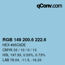 カラーコード: RGB 149 200.6 222.6 | qconv.com
