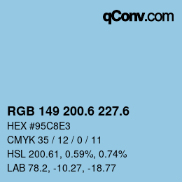 カラーコード: RGB 149 200.6 227.6 | qconv.com