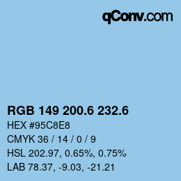 カラーコード: RGB 149 200.6 232.6 | qconv.com