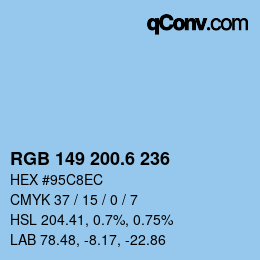 カラーコード: RGB 149 200.6 236 | qconv.com
