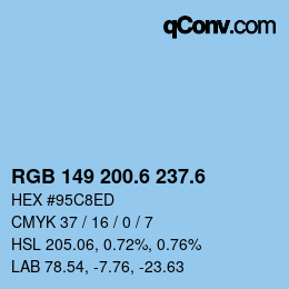 カラーコード: RGB 149 200.6 237.6 | qconv.com