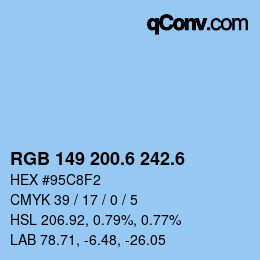 カラーコード: RGB 149 200.6 242.6 | qconv.com