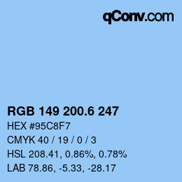 カラーコード: RGB 149 200.6 247 | qconv.com