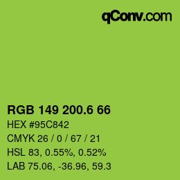 カラーコード: RGB 149 200.6 66 | qconv.com