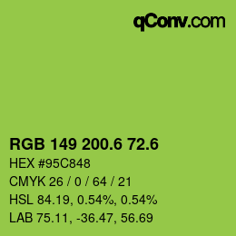 カラーコード: RGB 149 200.6 72.6 | qconv.com