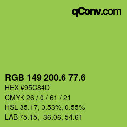 カラーコード: RGB 149 200.6 77.6 | qconv.com