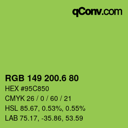 カラーコード: RGB 149 200.6 80 | qconv.com