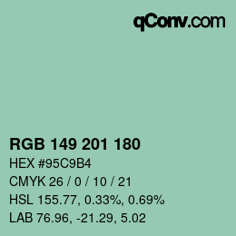 Color code: RGB 149 201 180 | qconv.com