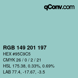 Color code: RGB 149 201 197 | qconv.com