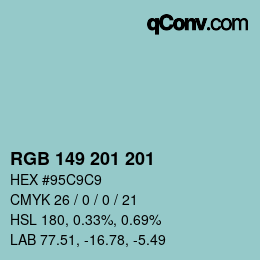 Color code: RGB 149 201 201 | qconv.com