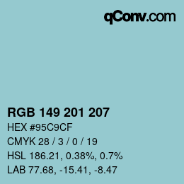 Color code: RGB 149 201 207 | qconv.com