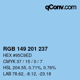 Color code: RGB 149 201 237 | qconv.com