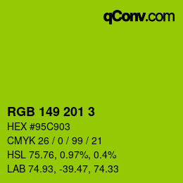 Color code: RGB 149 201 3 | qconv.com