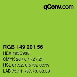 Color code: RGB 149 201 56 | qconv.com