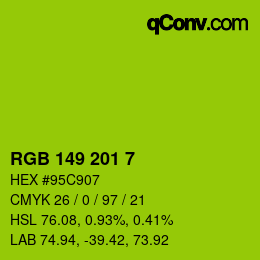 Color code: RGB 149 201 7 | qconv.com