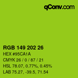 カラーコード: RGB 149 202 26 | qconv.com