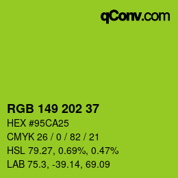 Color code: RGB 149 202 37 | qconv.com