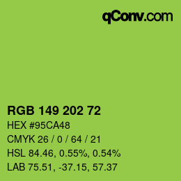Color code: RGB 149 202 72 | qconv.com