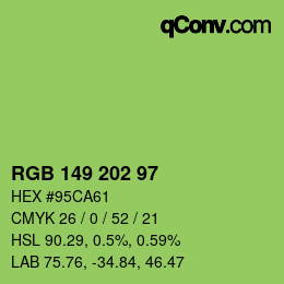 Color code: RGB 149 202 97 | qconv.com