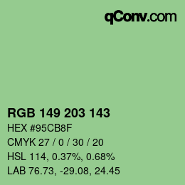 Color code: RGB 149 203 143 | qconv.com