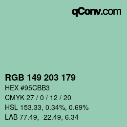 カラーコード: RGB 149 203 179 | qconv.com