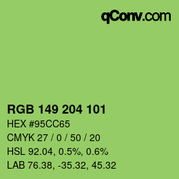 カラーコード: RGB 149 204 101 | qconv.com