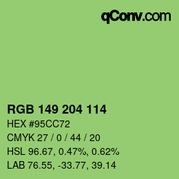 Color code: RGB 149 204 114 | qconv.com