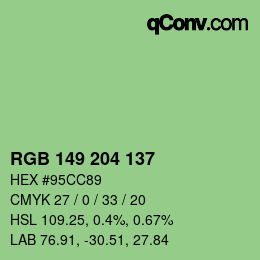 Color code: RGB 149 204 137 | qconv.com