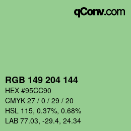 Farbcode: RGB 149 204 144 | qconv.com