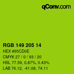 Color code: RGB 149 205 14 | qconv.com