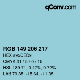 Color code: RGB 149 206 217 | qconv.com