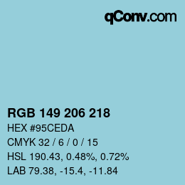 Color code: RGB 149 206 218 | qconv.com