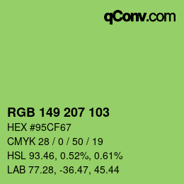 Color code: RGB 149 207 103 | qconv.com