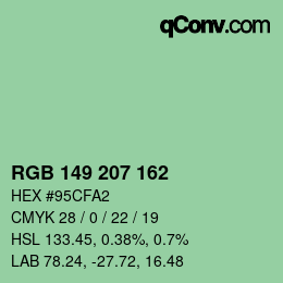 カラーコード: RGB 149 207 162 | qconv.com