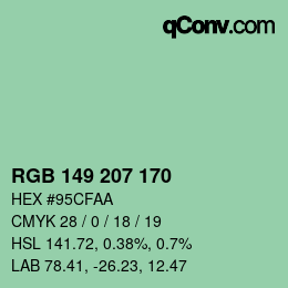 カラーコード: RGB 149 207 170 | qconv.com