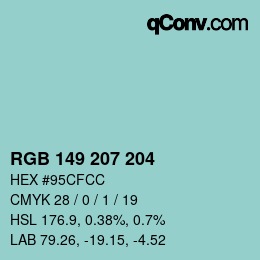 Color code: RGB 149 207 204 | qconv.com