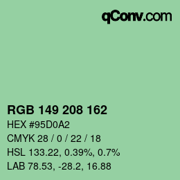 カラーコード: RGB 149 208 162 | qconv.com