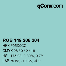 Color code: RGB 149 208 204 | qconv.com