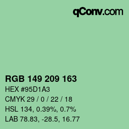 Color code: RGB 149 209 163 | qconv.com